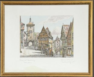 Framed Print Of Hand-colored Etching By German Artist Heiner Kramer (B115)(D)
