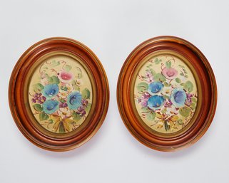 Pair Of Petite Floral Oil Paintings