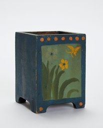 Folk Hand-Painted Wood Pen/Paintbrush Holder