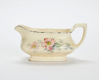 Antique W.S. George 'LIDO' Canarytone Floral Pattern Gravy Boat