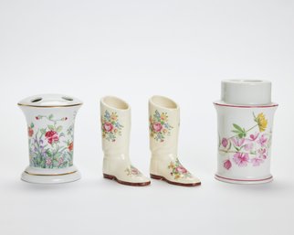 Collection Of Floral Motif Porcelain Items
