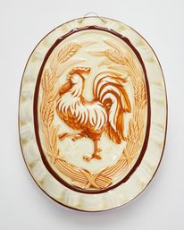 Vintage Majolica Style Rooster Molded Ceramic Wall Plaque