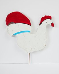 Folk Painted Wood Rooster