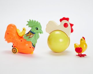 Trio Of Vintage Chicken Toys