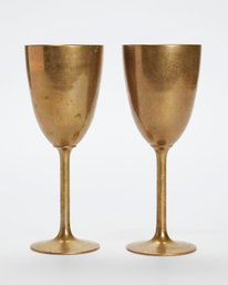 Pair Of Brass Chalice Wine Glasses