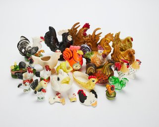 Collection Of Salt & Pepper Shakers And Other Chicken Figures