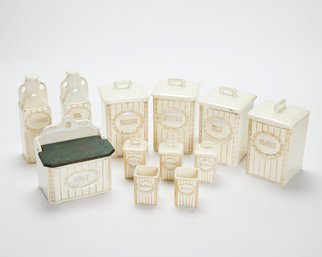 Czechoslovakian Lusterware Ceramic Canister Kitchen Set