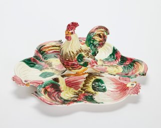 Vintage Italian Majolica Roaster Centerpiece Server