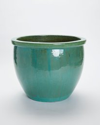 Extra Large Turquoise Green Glazed Ceramic Pot Planter