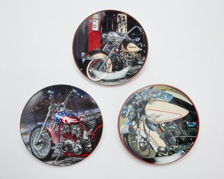 (3) Motorcycle Commemorative Plates Incl. Harley Davidson & Easyriders
