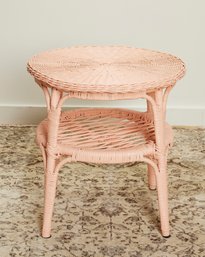 Vintage Light Coral  Wicker Table