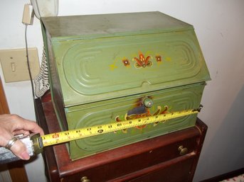 Vintage Two Compartment Painted Tin Bread Box