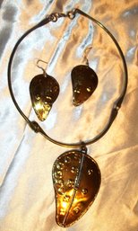 NEW/OLD STOCK Statement Necklace And Earring Set India Brass