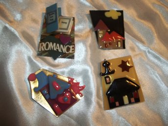 Vintage Lot Of Four House Pins By Lucinda