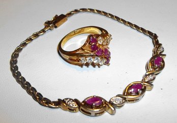 Bracelet Marked 925 And Cocktail Ring