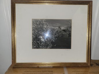 Vintage Framed Signed Black And White Scale Farmhouse Photo