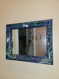 Whimsical Hand Painted Wall Mirror With Lots Of Interesting Figures