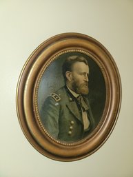 Vintage Print In Oval Gilt Wooden Frame