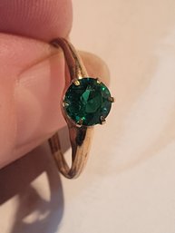 Vintage Solitaire Ring With Green Stone Gold Filled?