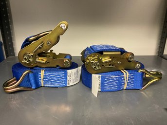 (2) Blue Nylon Cargo Ratchet Straps