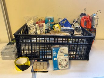 Grouping Of Miscellaneous Garage And Household Items - Lightbulbs, Extension Cords, Hardware And More