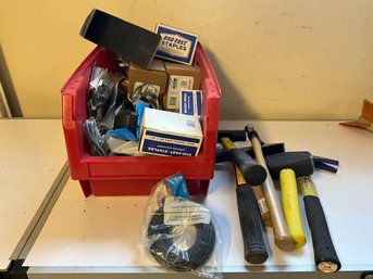 Grouping Of Miscellaneous Garage And Household Items - Hand Tools, Electrical, Staples And More
