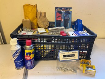 Grouping Of Miscellaneous Garage And Household Items - Drill Bits, Hardware, Hand Tools And More
