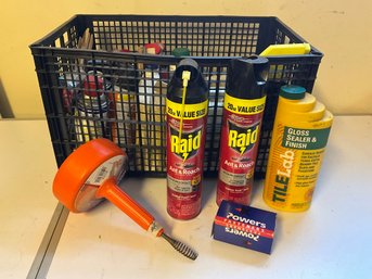 Grouping Of Miscellaneous Garage Items And Solvents