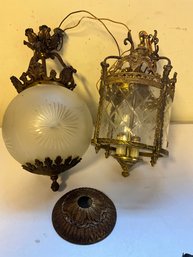 (2) Vintage Brass Light Fixtures