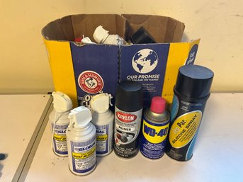 Grouping Of Miscellaneous Solvents - WD-40, Silicone Spray And More