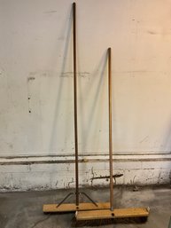 (2) 24 Inch Wood Push Brooms