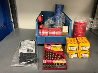 Grouping Of Miscellaneous Garage Items - Drill Bits, Tape And More