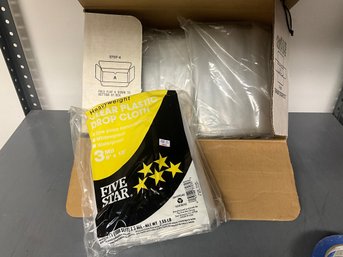 Grouping Of Clear Plastic Drop Cloths