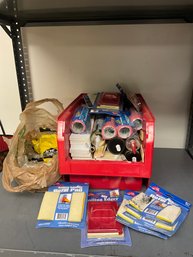 Grouping Of Miscellaneous Household And Garage Items - Paint Rollers, Caulk And More