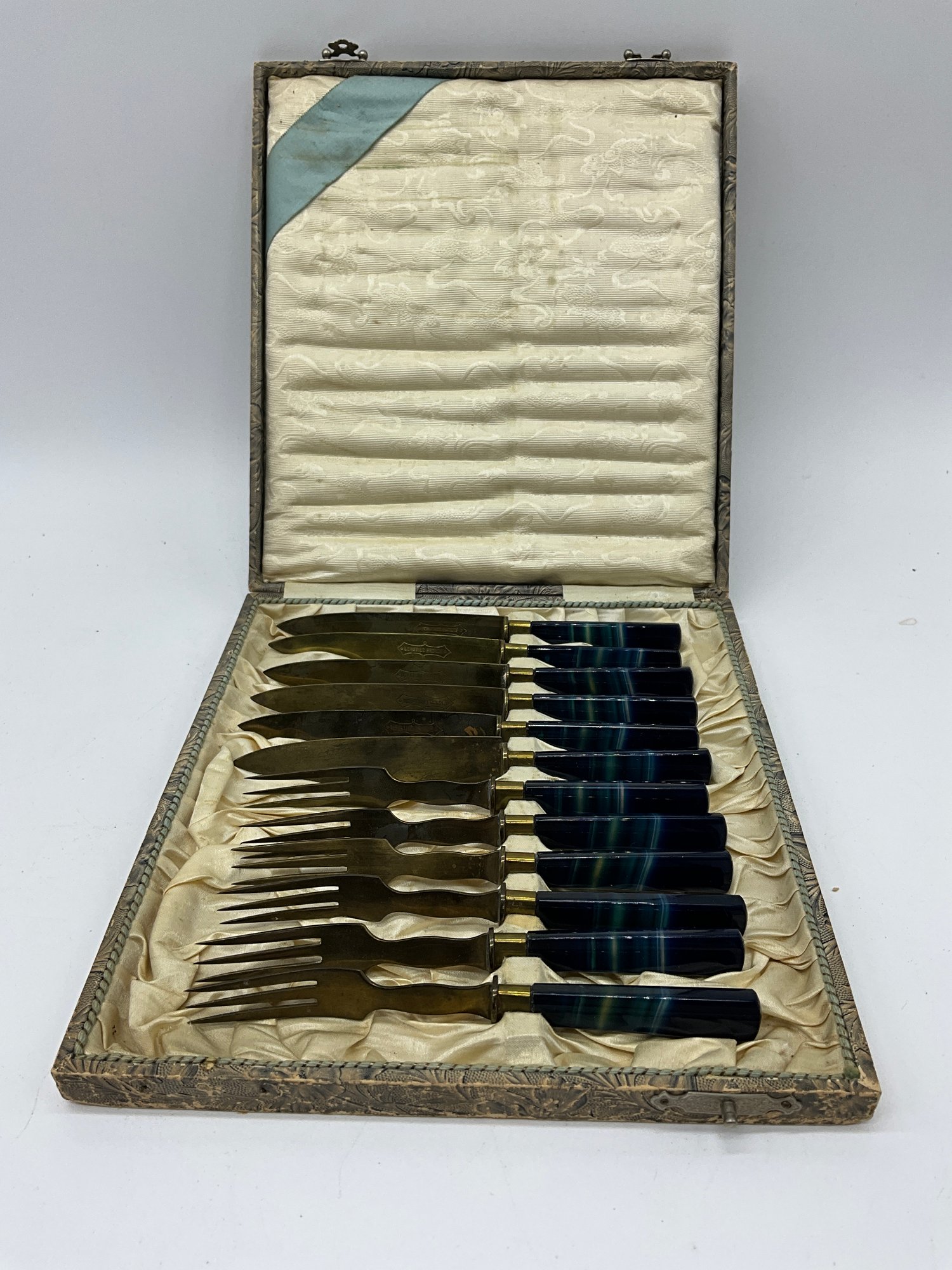 Uchatius Bronce Germany Brass Fork And Knife Set #16700