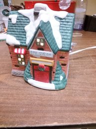 Fire Station Christmas Village Brick Ceramic House With Light