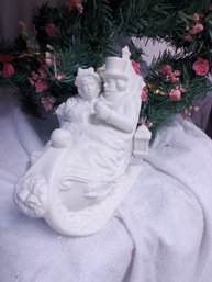 White Ceramic Sleigh Over The River Through The Woods