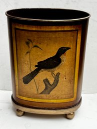 Vintage Trash Can With Bird Graphic