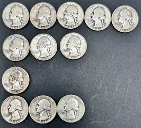 Vintage Silver Quarters Lot Of (12)