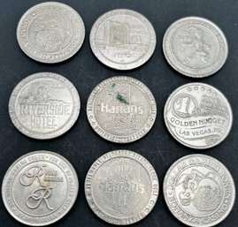 Vintage Dollar Casino Gaming Tokens Lot Of 9