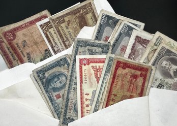 Vintage Foreign Paper Currency Hong Kong, Japanese, Taiwan