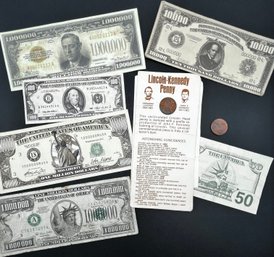 Fun Money & 3 Lincoln-kennedy Pennies