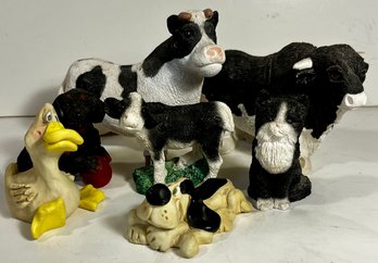 Figurine Lot Cows, Dogs, Cat & Duck