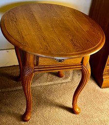 Oval End Table With Drawer - Made In USA