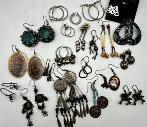 Vintage Silver Tone Boho Earrings