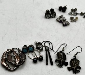 Sterling & Silver Tone Earrings- Sterling Fire Opals