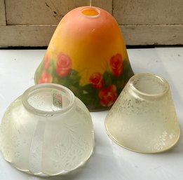 3 Vintage Glass Lamp Shades