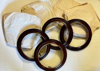 Wood Round  Plate Frames Lot Of 8