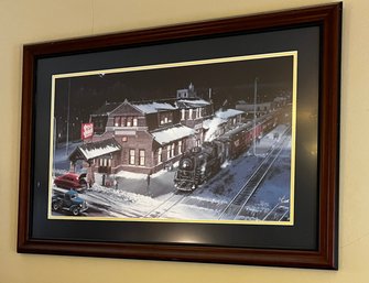 Fisher- Railroad Station Double Matted Framed Numbered Signed Print