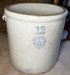 As Is UHL Pottery Co. Huntingburg Indiana -12- Two Handle Crock As Is